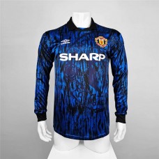 Manchester United 92/93 Away Blue Long Sleeve Soccer Jersey